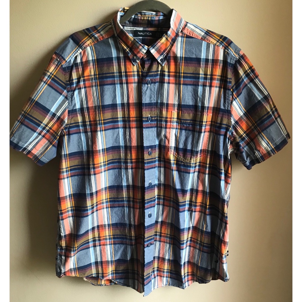 Men’s Nautica Blue/Orange Button Down Shirt
